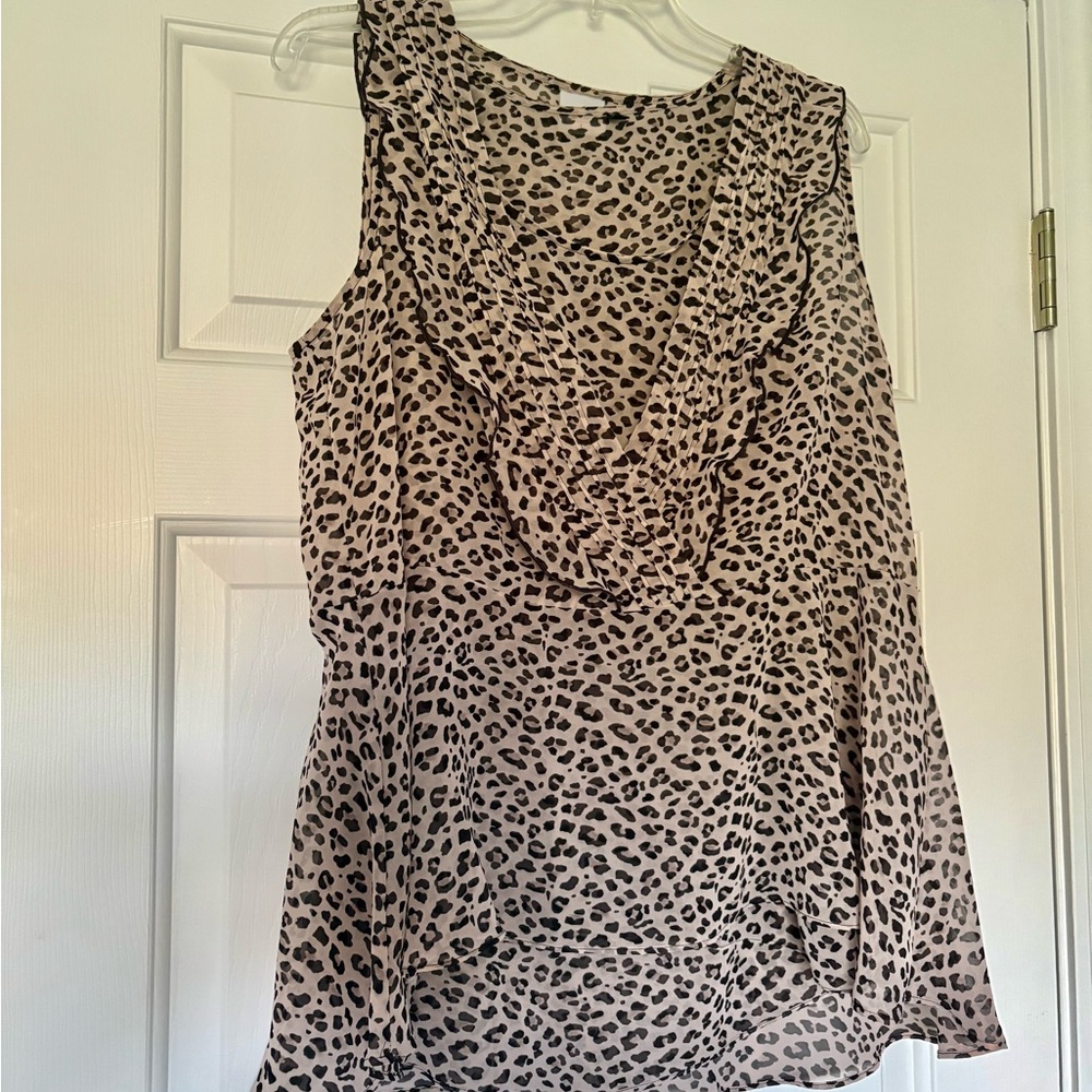 CAbi Flutter Blouse Leopard Print Two-Piece Top- Style 3612